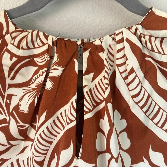 Joie Burnt Orange Cream Botanical Floral Print Blouse Medium - Picture 6 of 7